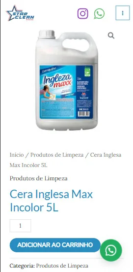 Versão mobile do site da Starclean Distribuidora